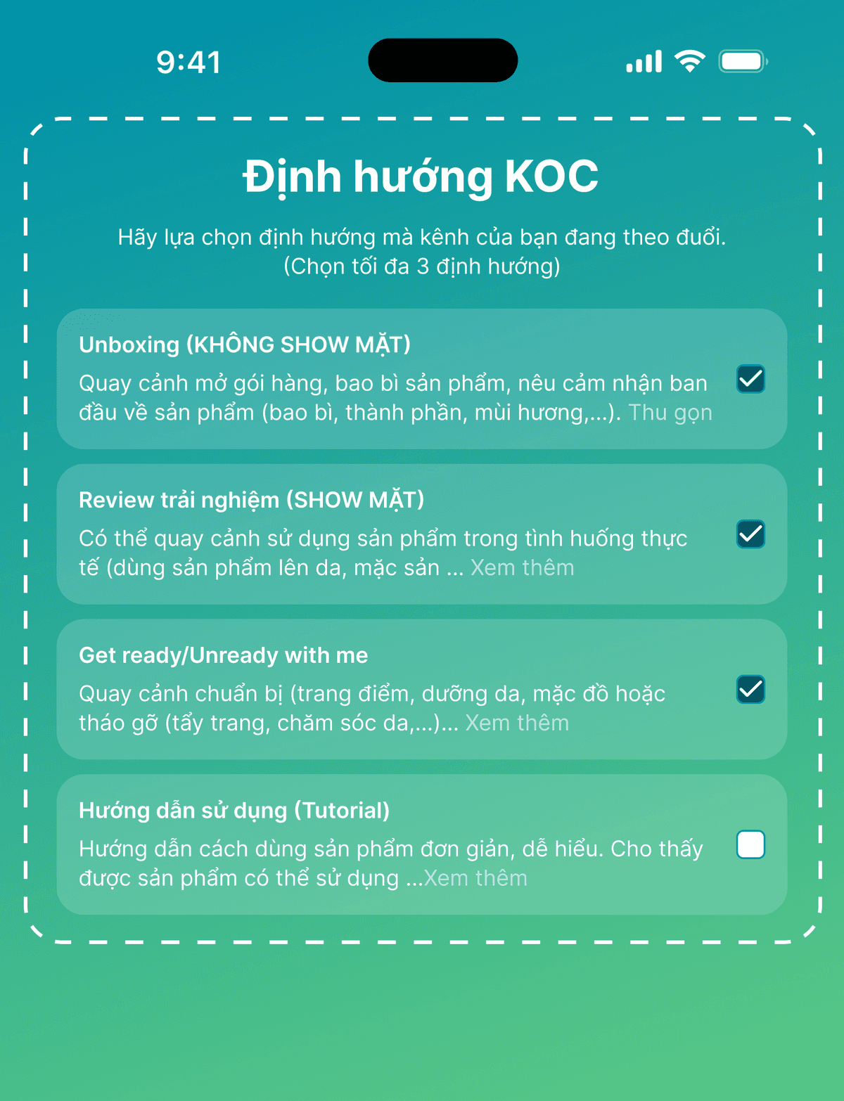 KOC app screen 3